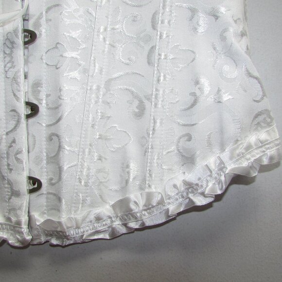 Creamy White Heavy Jacquard Ruffled Corset Set - NEW - Picture 9 of 10